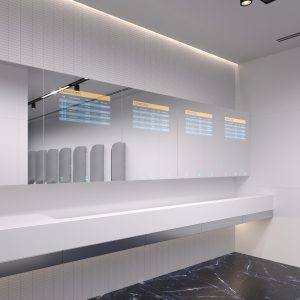 SWAR TV sanitary cabinet with a lockable mirror & concealed screen